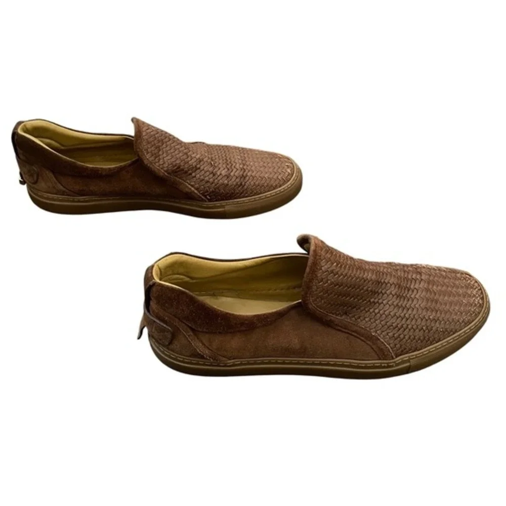 BUSCEMI Mens Brown‎ Woven Leather Suede Slip On Loafers Italy 48 Quiet Luxury